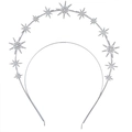 Elegante diadema plateada con estrellas octogonales de cristal para bodas - Plateado