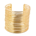 Bracelet manchette multicouche doré en fil de métal ajouré style bohème et punk chic - Bracelet de Bras Multicouche (BH004) / 5,5 cm de Large