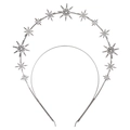 Diadema de doble capa estilo barroco plateada con brillantes cristales y estrellas - Color gunmetal