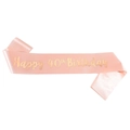 Fascia in raso rosa con scritte dorate Happy 40th Birthday per decorazione festa - Stile 40° Compleanno (JD160)