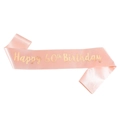 Fascia in raso oro rosa con scritta Happy 60th Birthday dorata per feste di compleanno - Stile 60° Compleanno (JD162)