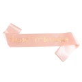 Fascia in raso rosa per 70° compleanno con scritta Happy 70th Birthday in lamina d'oro - Stile 70° Compleanno (JD163)