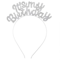 Ασημένιο στεφάνι It's My Birthday με λευκά στρασάκια που λάμπουν πάνω σε μέταλλο - Ασημί