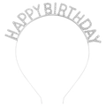 Silberner Happy Birthday Haarreif für Damen mit glitzernden Strasssteinen für Partys - Silber Eisen