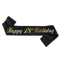 Elegante fascia in raso nero per il 18° compleanno con scritta dorata Happy 18th Birthday - Happy 18th Birthday