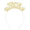 Cerchietto It's my Birthday dorato con finitura glitterata per festa di compleanno - Oro