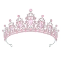 Couronne élégante en argent avec cristaux roses et strass pour fêtes de filles - Argent Rose