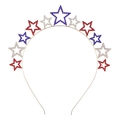 Diadema de estrellas patrióticas con cristales rojos azules y claros en metal oro rosa - 11 Estrellas Color Bandera (FG154)