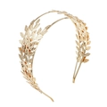 Goldenes Barock Braut-Stirnband mit Lorbeerblatt-Design und zweilagigen Metallbändern - Gold