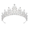 Elegante corona de cristal plateado con piedras en forma de pera para fiestas - Plateado