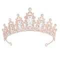 Corona de cumpleaños de oro rosa con brillantes diamantes de imitación y gotas de cristal - Oro Rosa Claro