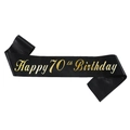 Écharpe élégante en satin noir avec inscription dorée Happy 70th Birthday - Happy 70th Birthday