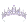 Couronne de fête argentée ornée de strass violets et de gemmes en forme de poire - Argent Violet