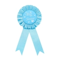 Badge rosette Big Sister bleu clair avec texte blanc et motifs de cœurs décoratifs - Badge Bleu