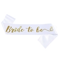 White satin Bride To Be sash with gold foil lettering for bridal shower party events - Bride to Be with Ring Icon / White with Gold Print
