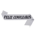 Fascia di compleanno glitterata argento con scritta nera Feliz Cumpleaños per feste - Argento