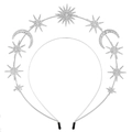 Celestial silver sun and moon headband with sparkling crystals and double layer metal band - FG185 Headband