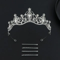 Corona da sposa dea greca in argento con strass scintillanti e forcine per capelli set - Diamante Bianco K Bianco