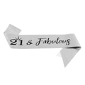 Fascia di compleanno argento glitterata 21 & Fabulous con scritta nera e corona - 21 Anni Argento