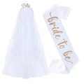 Voile blanc sur serre-tête Bride or rose avec écharpe en satin assortie lettrée - Or Rose et Voile Diadème