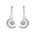 Boucles d'oreilles pendantes étoile et lune argentées avec détails en cristal brillant - Boucles d'Oreilles Lune (Argent)