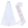 Bride to be party set with rose gold metal headband veil and white satin sash - Rose Golden Wavy Edge Sash and Veil