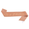 Rose gold glitter birthday sash with 60 & Fabulous gold lettering and crown icon - 60 Years Old Rose Gold