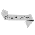 Silver glitter birthday sash with 60 and Fabulous black text for party celebration - 60 Years Old Silver