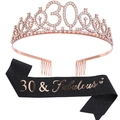 Set 30e Anniversaire avec Couronne Cristal Or Rose et Écharpe 30 & Fabulous Noire - 30ème Couronne Or Rose et Écharpe Noire