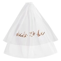 Elegant white two-tier bridal veil with rose gold 'Bride to Be' text and hair comb - Rose Gold
