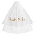Double-layer white bridal veil with golden Bride to Be text and comb attachment - Gold