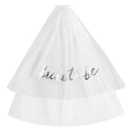 White double-layer bridal tulle veil with silver bride to be lettering for bachelorette party - Silver