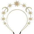 Golden Baroque star and moon headband with sparkling crystals for parties and weddings - Star Moon Headband Style (FG185)