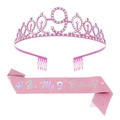 Set 9° compleanno rosa con corona di strass numero nove e fascia scintillante - Età 9 Set Rosa