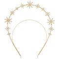 Golden double-layer headband featuring sparkling rhinestone stars in a cosmic halo design - Hexagram Double Layer Headband (FG179)