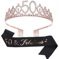 Couronne 50e anniversaire or rose et écharpe noire 50 & Fabulous pour fête d'anniversaire - 50ème Couronne Or Rose et Écharpe Noire