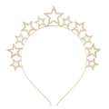 Baroque golden headband with sparkling rhinestone stars for weddings and festive parties - Hollow Out Star Headband (FG154)