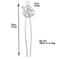 Silver U-shaped hair pin with oval rhinestones measuring 8cm in length and 2cm wide - HP003 Hairpin