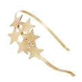 Golden headband with five-pointed stars featuring a textured grain finish on metal - Minimalist Star Headband (FG004)