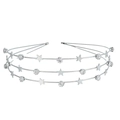 Three-layer silver star headband with sparkling rhinestones for elegant women's hair styling - FG148 Triple Layer Star Headband