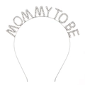 Silver MOMMY TO BE rhinestone headband for baby shower party celebrations - Silver Tone (MOMMY TO BE)