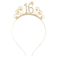 Cerchietto dorato per il 16° compleanno con strass e design a corona scavata - Stile 16° Compleanno(FG223) / Oro-16 Anni