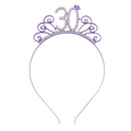 Serre-tête diadème violet pour anniversaire avec chiffre 30 strass et couronne - Style 30ème Anniversaire(FG228) / Violet
