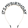 Serre-tête d'anniversaire doré avec inscription pailletée noire IT'S MY BIRTHDAY pour fête - Noir