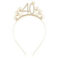 Serre-tête doré avec chiffre 40 et strass brillants pour fêter un 40e anniversaire - Style 40ème Anniversaire(FG229) / Or