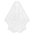 Detail of elegant two-layer white bridal tulle veil with delicate satin edge finish - Double Layer Tulle Veil / White