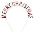 Detalle de la diadema Merry Christmas con letras festivas de purpurina roja y verde - Estilo de Esmalte Merry Christmas (FG252) / Navidad Rojo Verde (FG252)