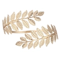 Elegant gold leaf arm cuff with laurel branch design and adjustable open bracelet style - Leaf Arm Cuff (BH001)