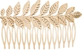 Peigne à cheveux baroque doré avec texture de feuilles détaillée et finition polie - Peigne à Cheveux Feuille (FS002)
