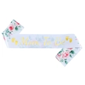 Elegant white Mom To Be sash with pink floral patterns for baby shower parties - Mom To Be Pink Print Sash